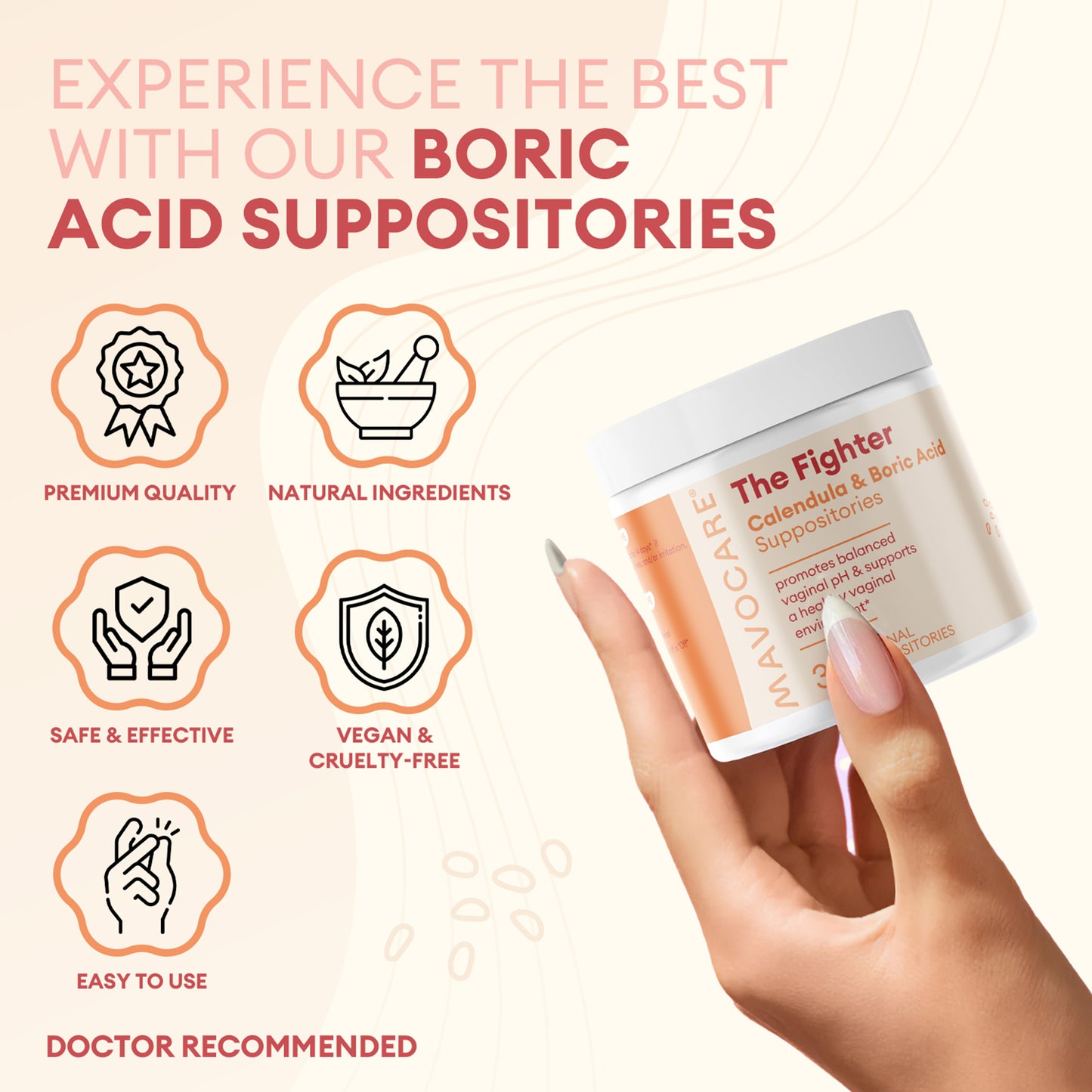 The Fighter Boric Acid Suppositories with Calendula